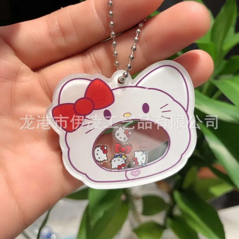 Hello Kitty Decoration Cute Cat Swinging Music Pendant Large Mouth Acrylic Keychain Backpack Mobile Backpack Kawaii Accessories