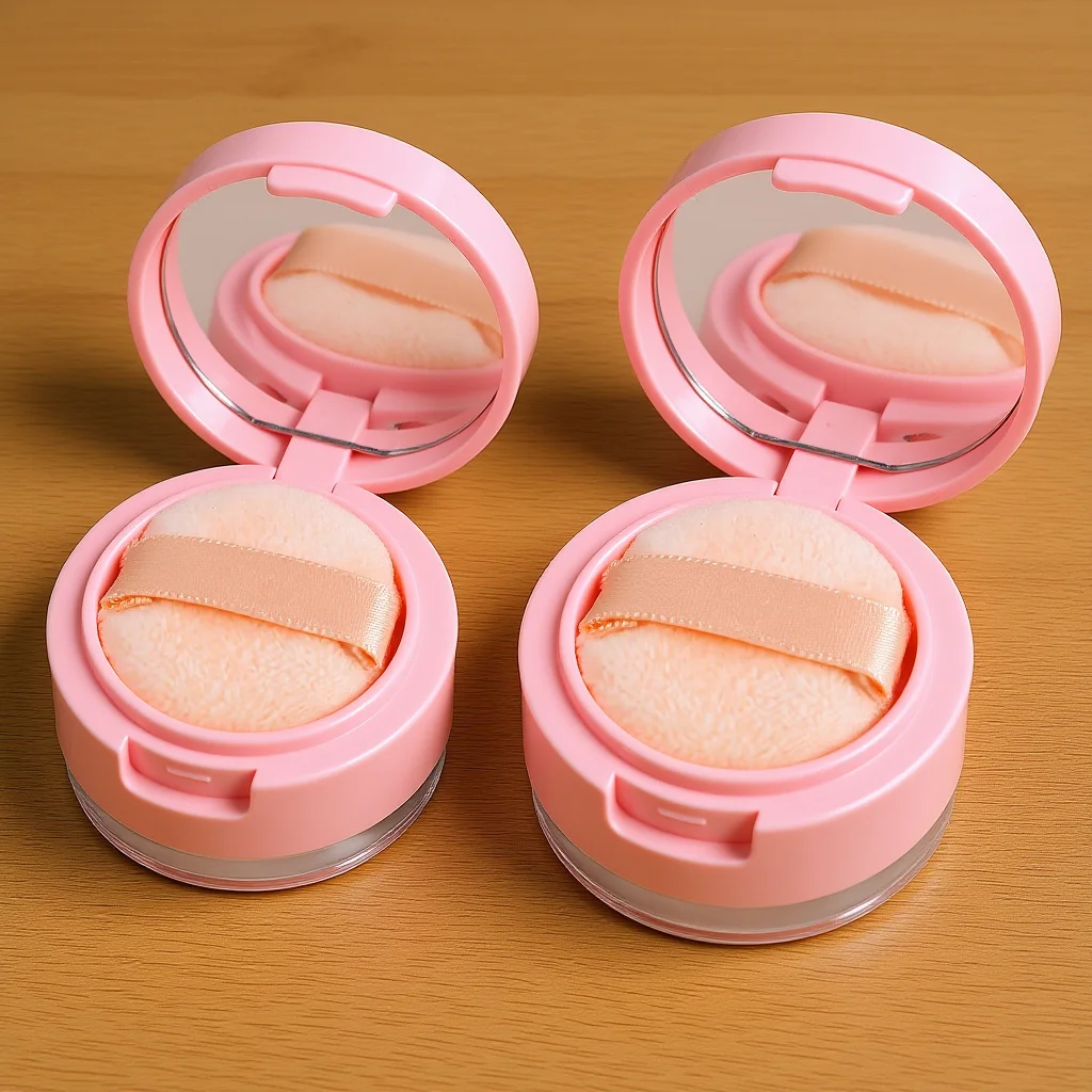 2 conjuntos de recipientes vazios para blush solto, caixas portáteis de maquiagem em pó, estojo de pó reutilizável para mulheres, viagens