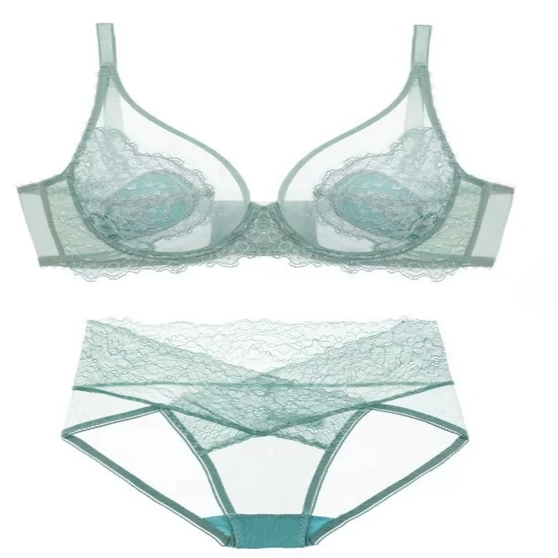 MOYISU Hochwertige Luxus-Spitzenunterwäsche für Damen, heißes Set in großen und kleinen Größen, ultradünn, dehnbar, formstabil, weich, sinnliches Dessous-Set 32-42
