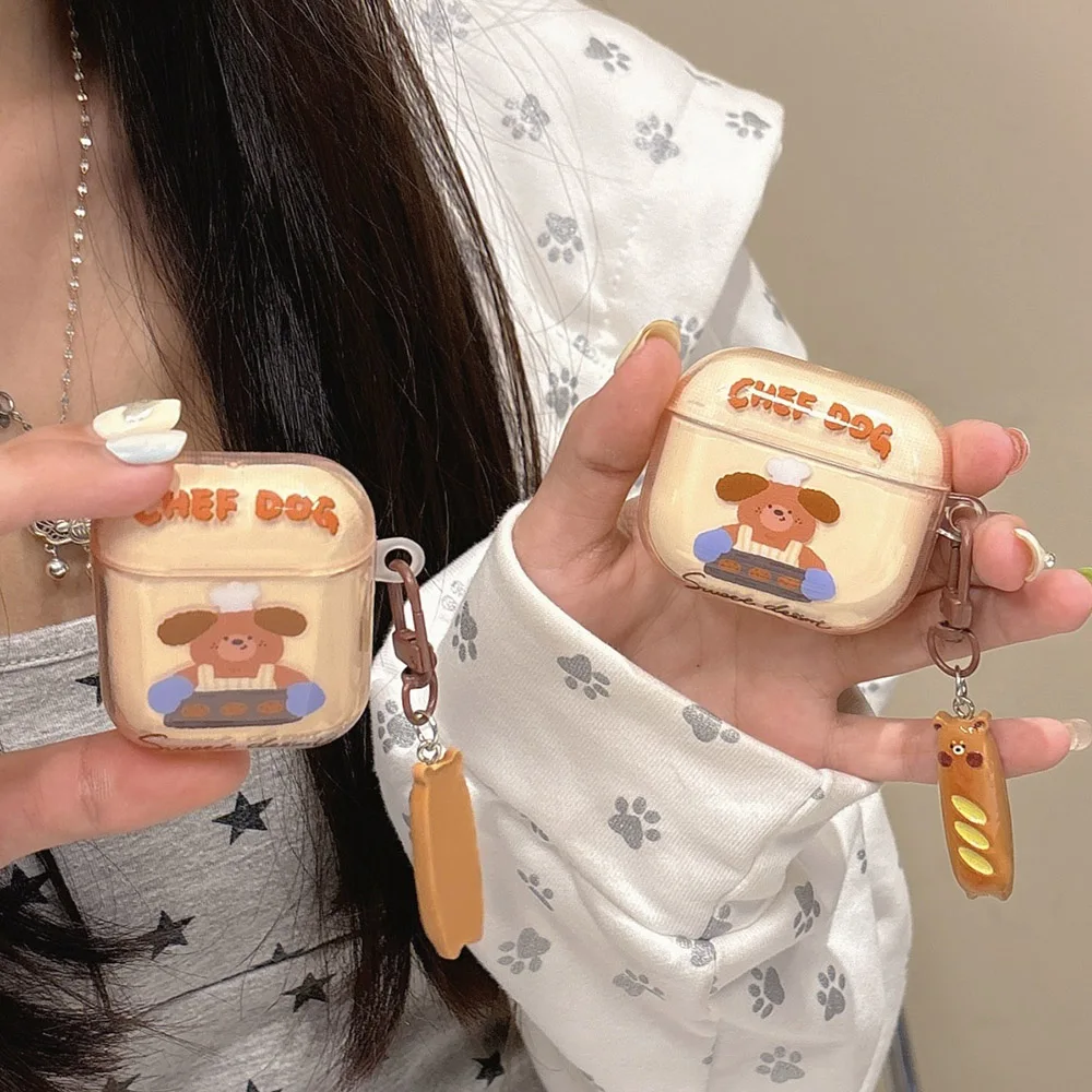 Korea Cartoon Cute Bear Brown Clear Gloss Soft Headphone Coque Case For Apple AirPods 2 3 4 New Protective Shell For AirPods Pro