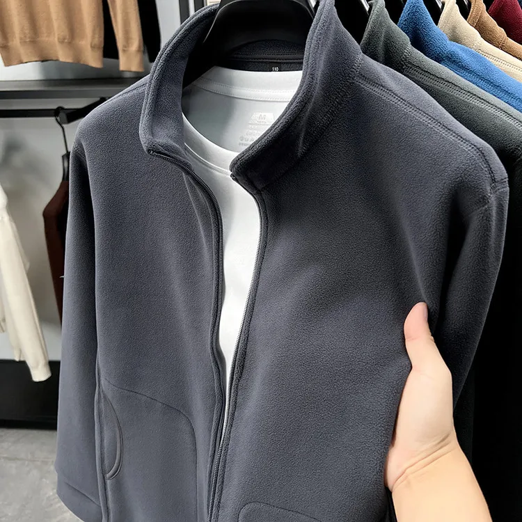 

Men's Fce Lined Hooded Jaet Casual Warm Stand Collar Cardigan Sweatirt Autumn Winter Outerwear Polyester Fiber