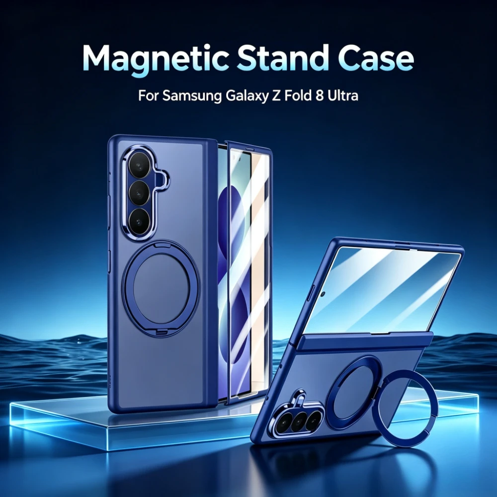 Metall-Magnetständer-Halterung Matt-Klare Hülle für Samsung Galaxy Z Fold 8 Ultra 7 für Magsafe Kabelloses Laden Displayschutzfolie