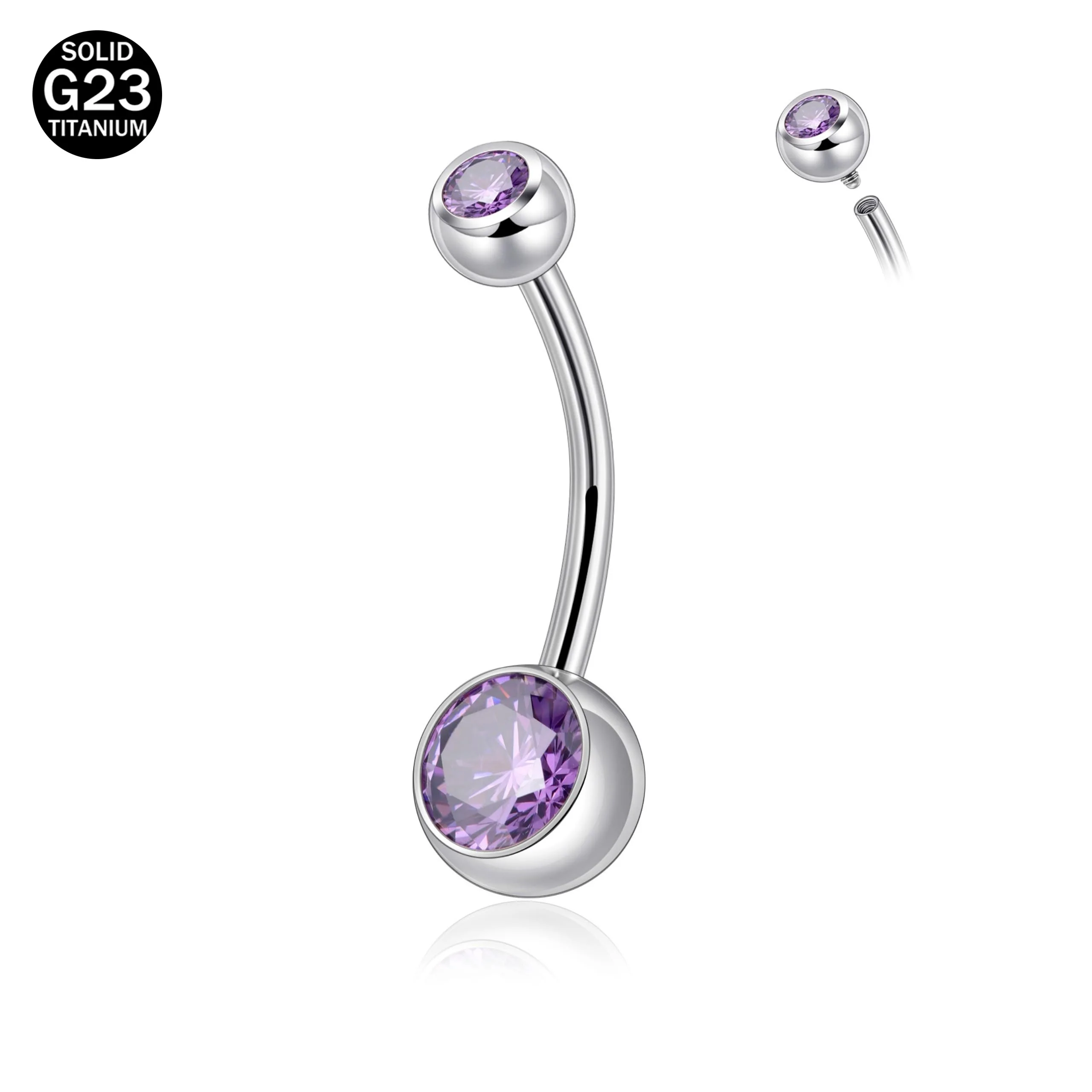 5A Zircon Belly Button Rings Titanium Internally Threaded 14G Belly Piercing Jewelry Navel Rings For Women Rod Length 8mm 10mm