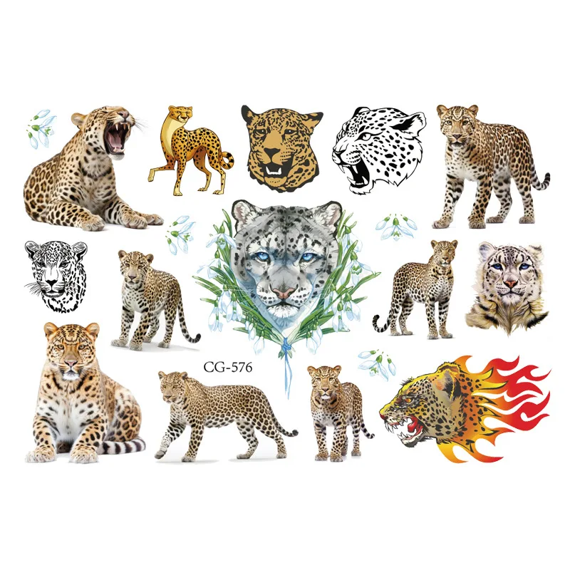 Cartoon Leopard Fake Temporary Tattoos for Kids Birthday Party Supplies Favors Cute Leopard Tattoos Stickers Decoration