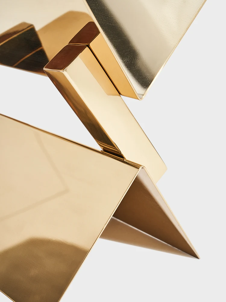 Gold Creative Function Stainless Steel Floor Metal Frame Light Luxury Magazine Newspaper Booklet Shelf