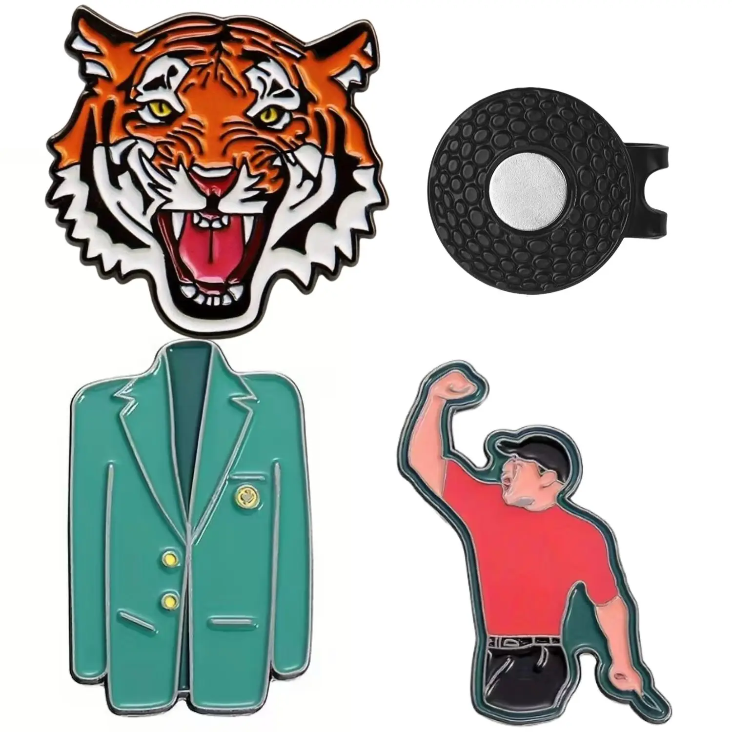 3 pcs Tiger Pattern Design Golf Ball Markers Hat Clip Choose Your Golf Gift Set Golf Marker Magnetic Hat Clips Funny Golf Gifts