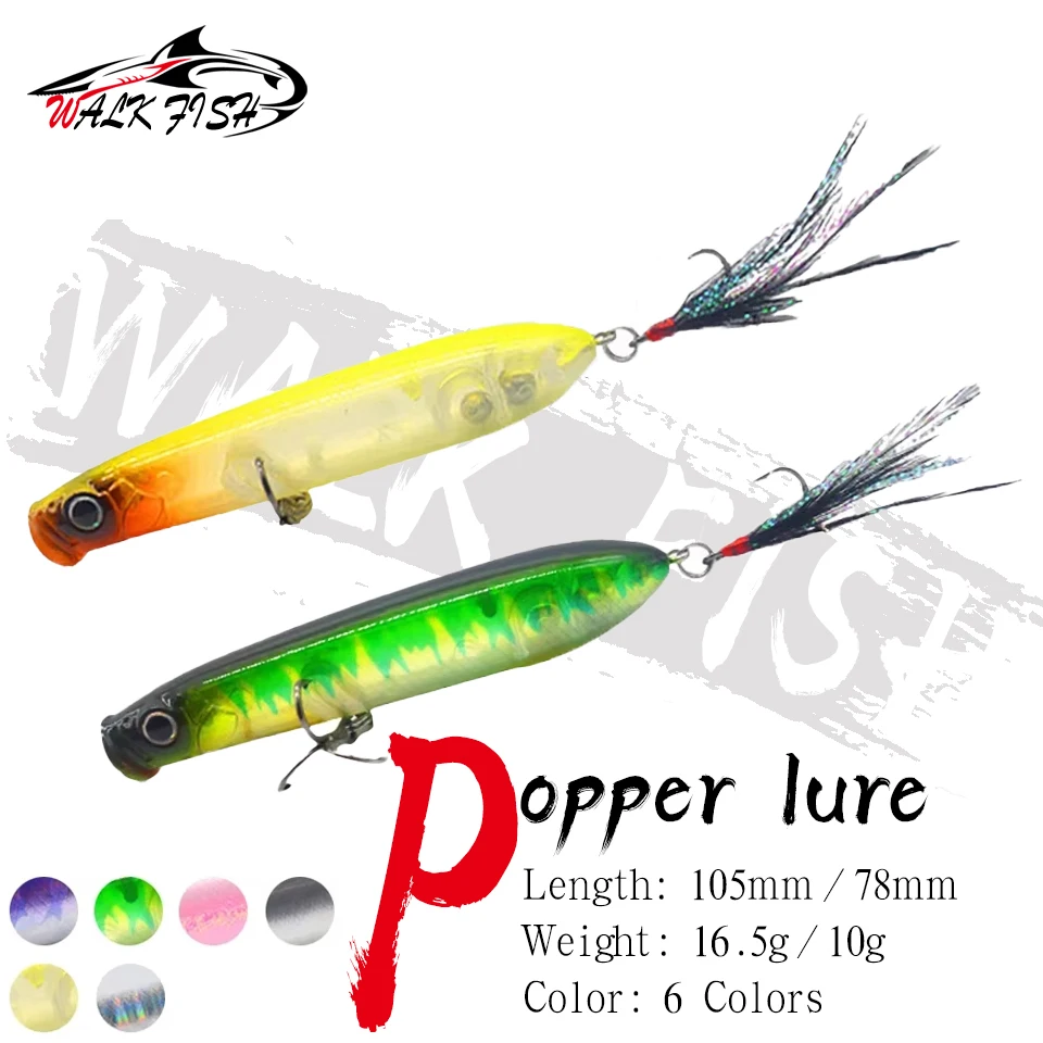 WALK FISH 1PCS 10g 16.5g Popper Fishing Lure Sea Bass Fishing Surface Walkers Float Bait Spinning Pesca Bionic Artificial Bait