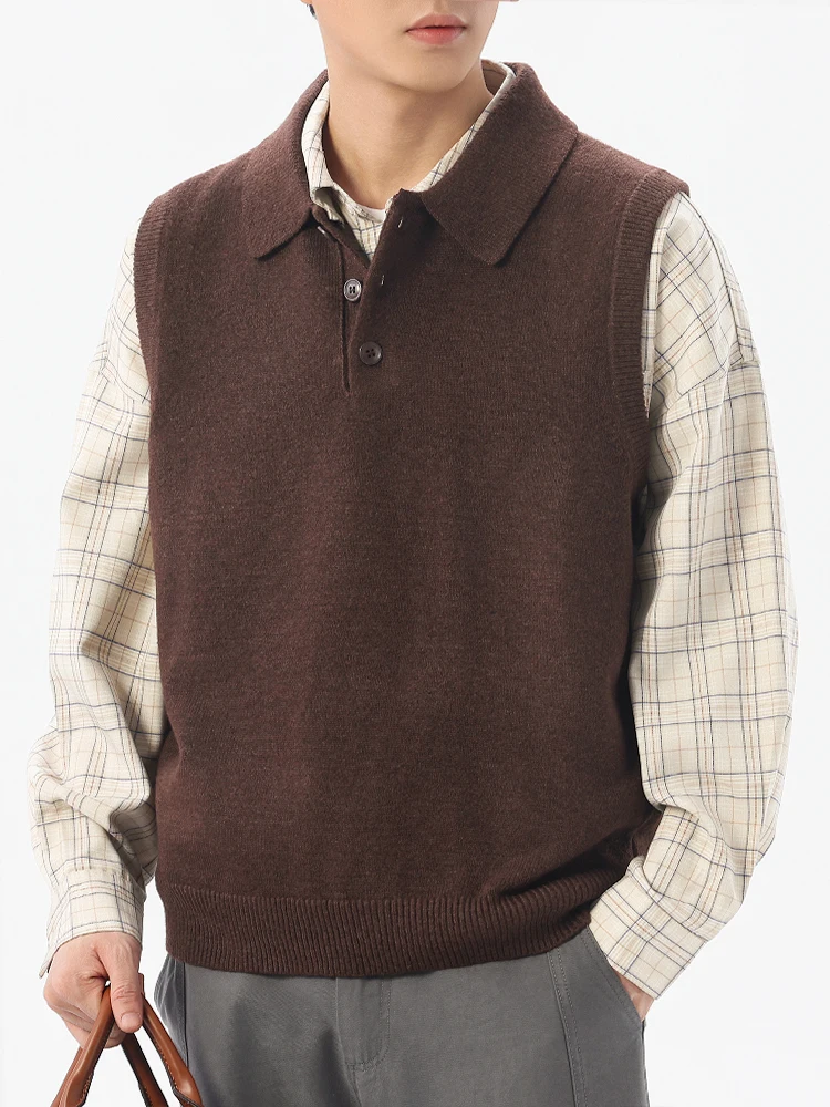 Fashionable  Neck Knitted Vest Men's Casual Style Autumn Winter New Arrival Simple Stylish Hooded Sweatshirt Leisure Shou...