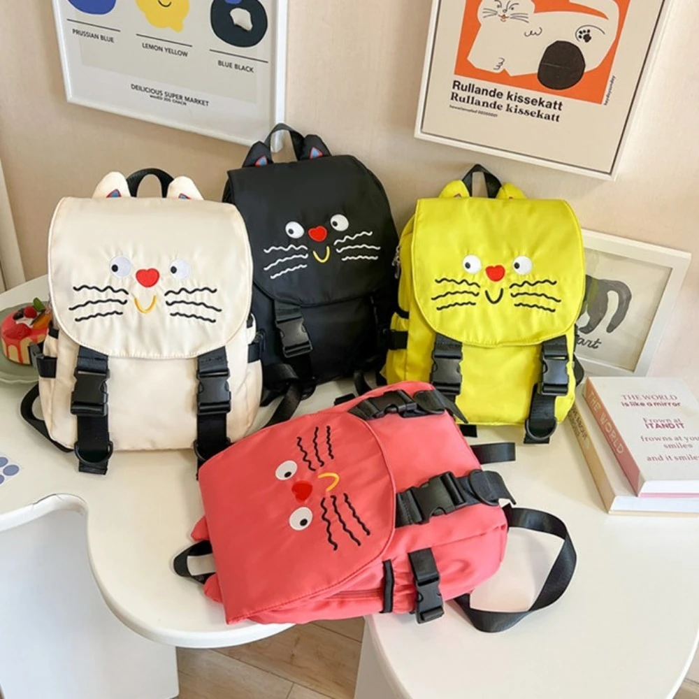 Fashion Large Capacity Kids School Bag Japanese Style Cute Cat Backpack Rucksack Commute Double Straps Shoulder Bag Students