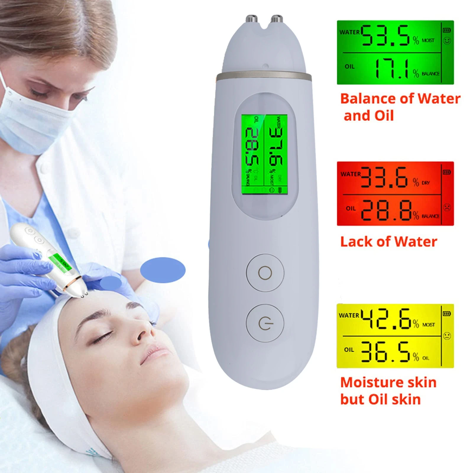 Mini analizador de piel Digital LCD para el hogar, Sensor Biotech, herramientas para el cuidado de la piel, Monitor de Spa, probador de humedad de aceite de la piel, herramientas para el cuidado de la piel