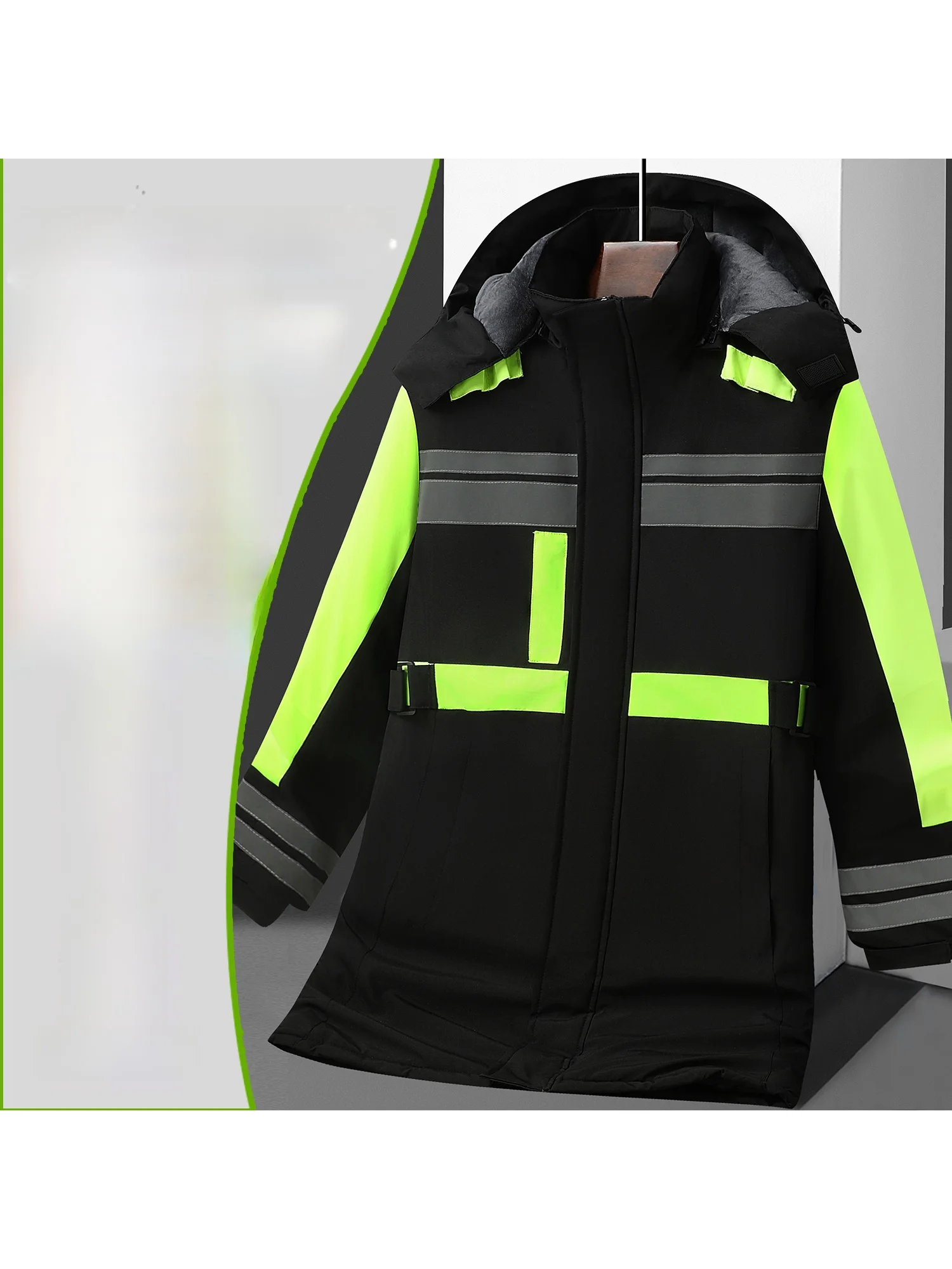 

Thiened Cotton Jaet Men's Mid-Length Large Size Winter Workwear Coat Fce-Lined Warm Windproof Engineering Cotton Coat