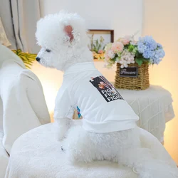 1PC Pet Clothing Cat Spring/Summer Thin Trump White Short Sleeve Hoodie T Suitable for Small and Medium sized Dogs