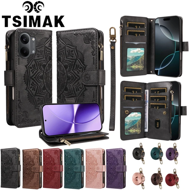 Leder-Handyhülle für Poco X8 Pro Max X8Pro X7 F7 M7 M8s M8 Pro F8 Ultra Little POCOX7 X7Pro 5G mit Reißverschluss und 9 Kartenfächern, Flip-Wallet-Cover