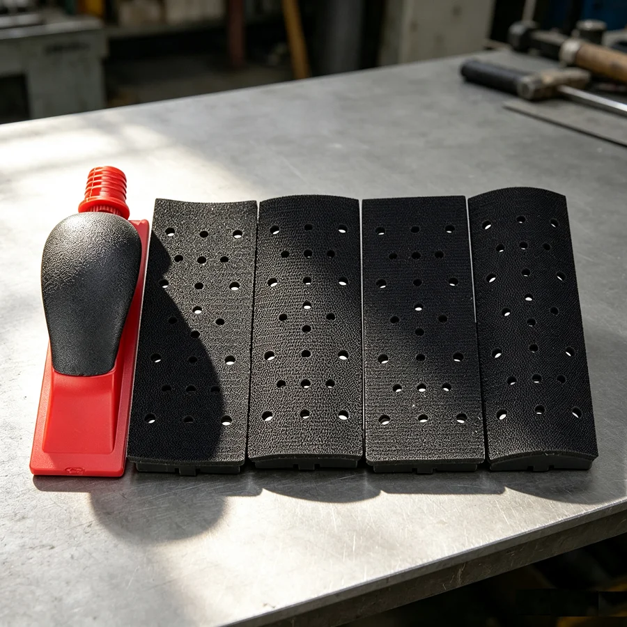 5pcs/set 70x198mm Hand Vacuum Sander Block, Hook & Loop Back Dust‑Free Hand Sanding Block for Hard‑to‑Reach Areas Easy Change