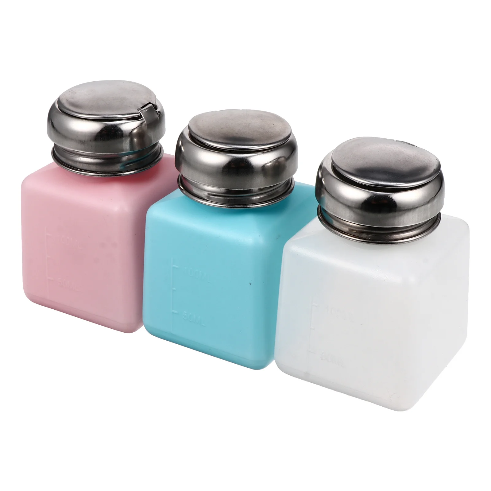 3 قطعة 100 مللي مزيل طلاء الأظافر الصحافة زجاجة المدمجة المحمولة خفيفة الوزن سهلة الحمل رائعة براعة مانعة للتسرب هدية