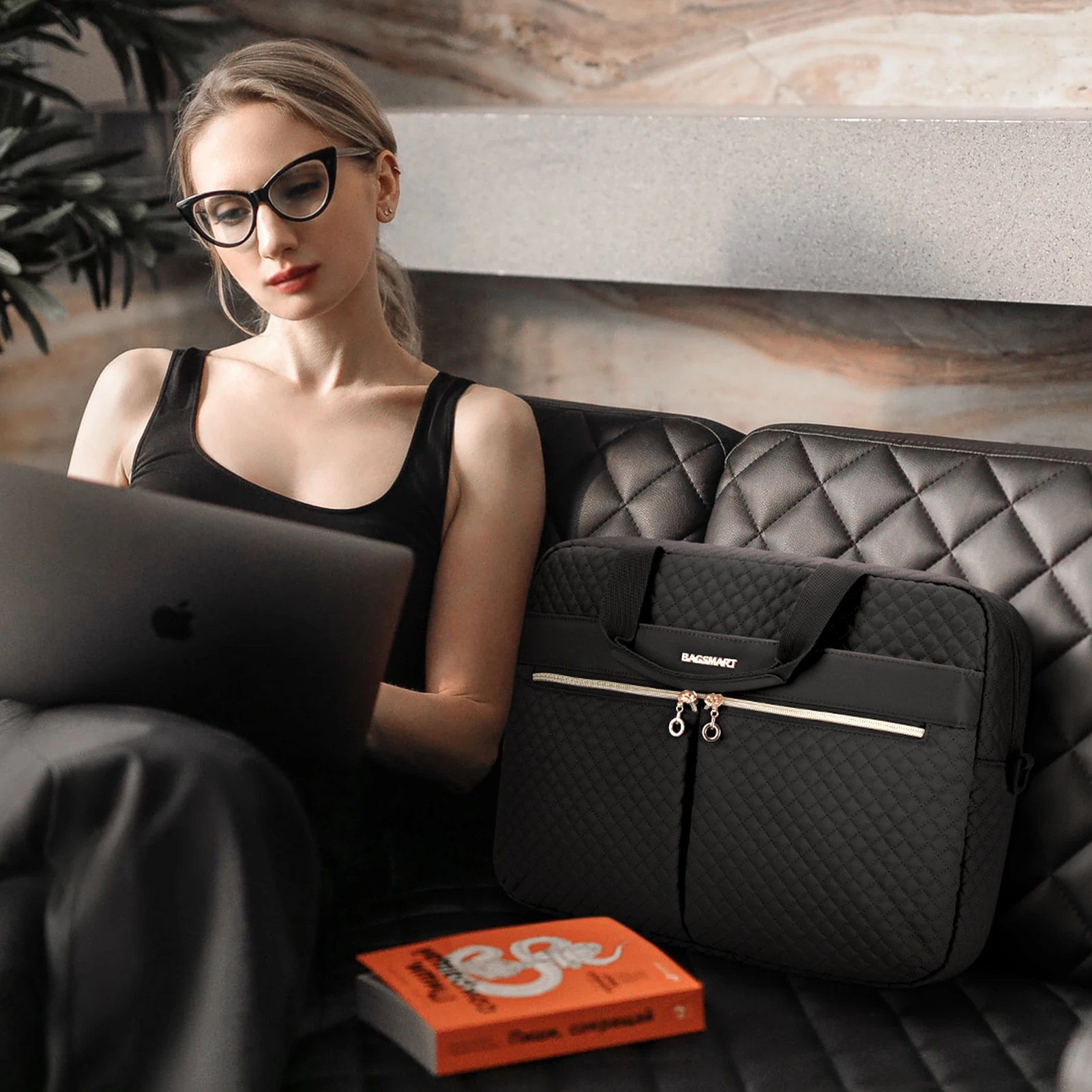 BAGSMART, bolsos para ordenador portátil para mujer, bolso para portátil de 15,6 y 17,3 pulgadas para Macbook Air Pro 13 15, bolso para ordenador, maletín, bolsa de trabajo