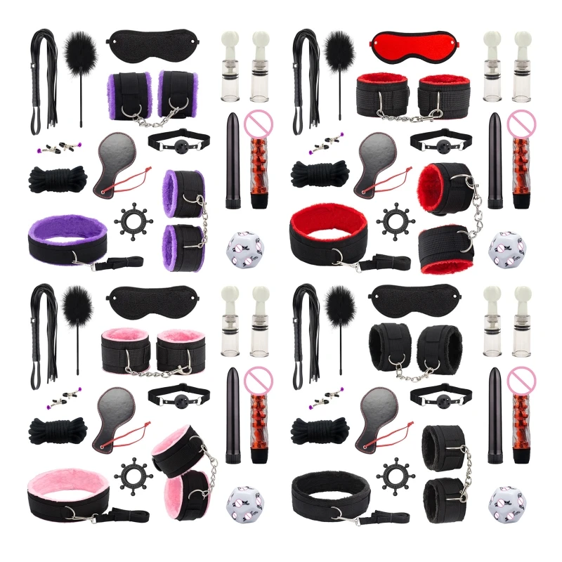 

Sexy BDSM Kits Plush Sex Bondage Set Sex Games Whips Gag Nipple Clamps for Couples Exotic Accessories