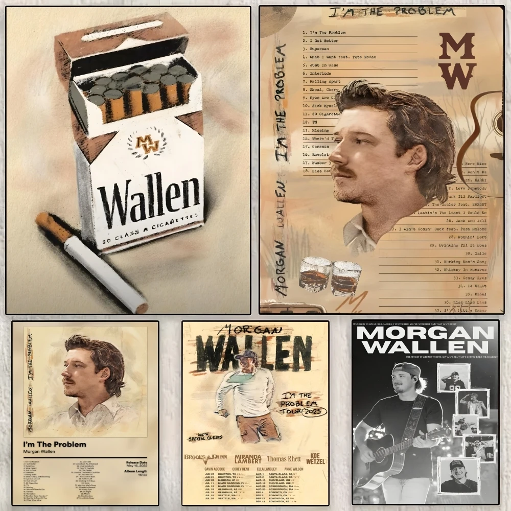 M-Morgan Wallen Painting Calligraphy Cotton Canvas Wall Art Poster - Aesthetic Painting for Living Room Bedroom Home Decor