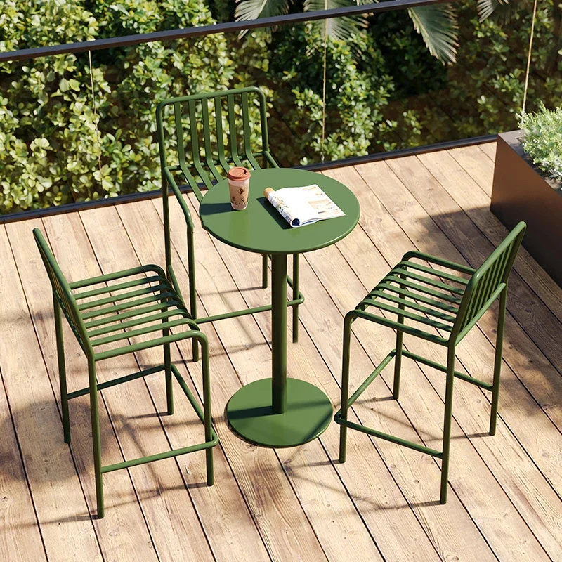 Modern Simple Outdoor Courtyard Chair Balcony Leisure Negotiation Wrought Iron Bar Chair Stool Outdoor