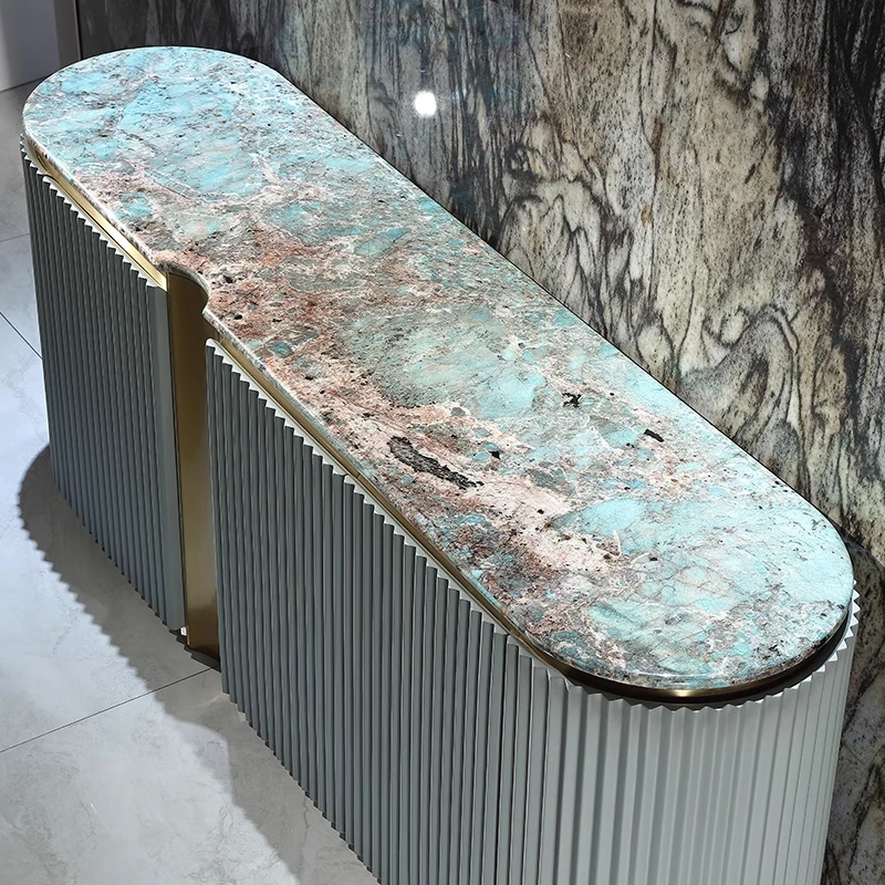 *Italian light luxury dining side cabinet entrance storage modern rock slab decorative cabinet