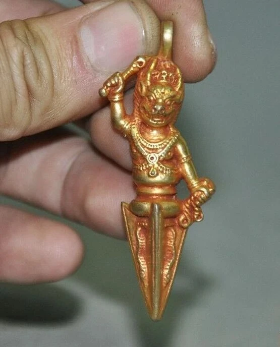 Tibetan bronze Gilt Skulptur Yamantaka Yama Dharmaraja Amulet Pendant