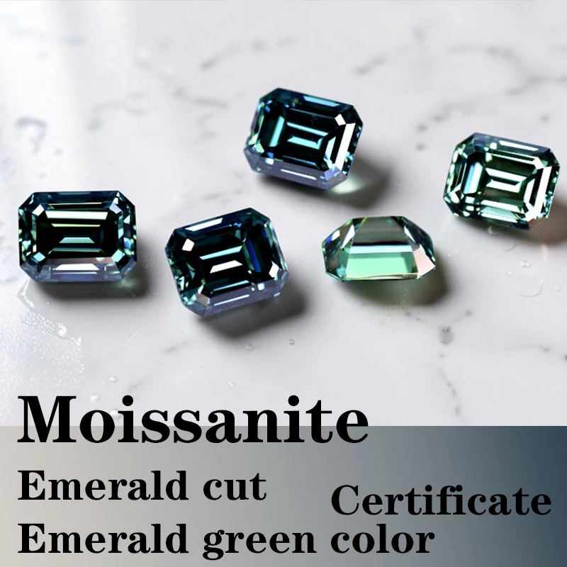 

Искусственный драгоценный камень из муассанита с изумрудной огранкой, цвет VVS1, изумрудно-зеленый, с сертификатом, для самостоятельного изготовления ювелирных изделий