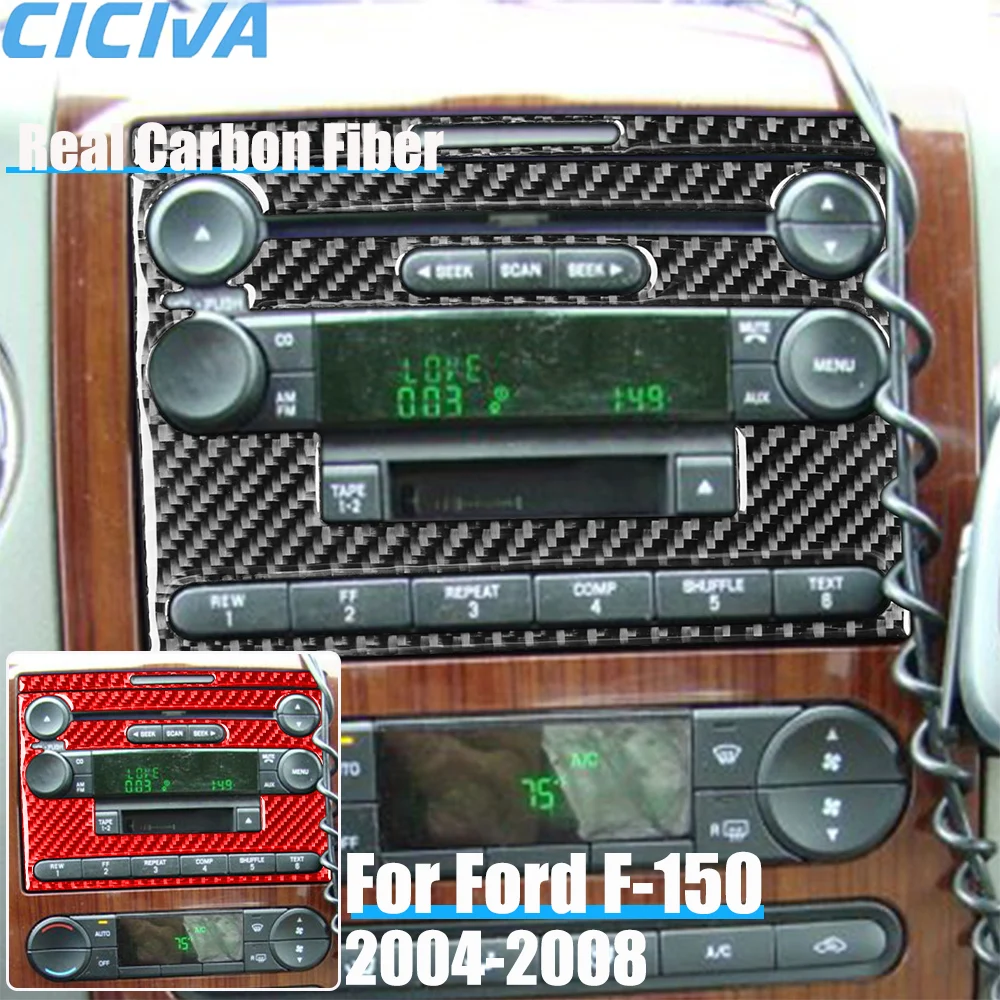 

Real Carbon Fiber Car Accessories Center Console CD Player Trim Cover Soft Sticker For Ford F150 FX4 2004 2005 2006 2007 2008