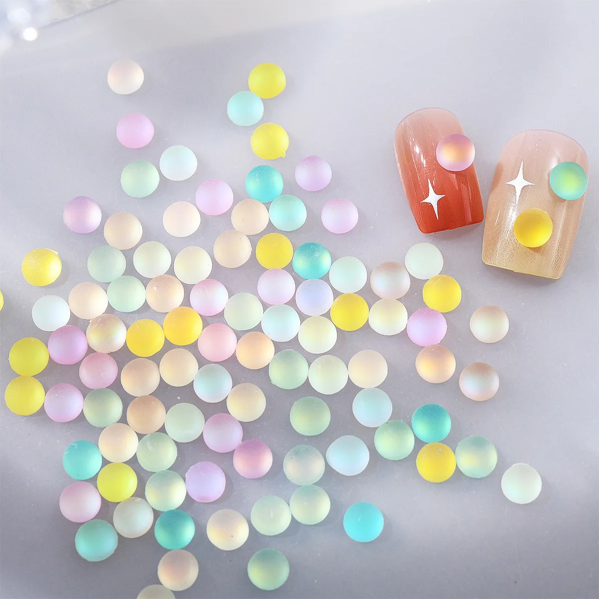 Holograficzna Aurora pół perła ozdoby do paznokci Mix matowe syrenka koraliki naklejki do paznokci DIY Press-on paznokcie dostarcza klejnoty do Manicure