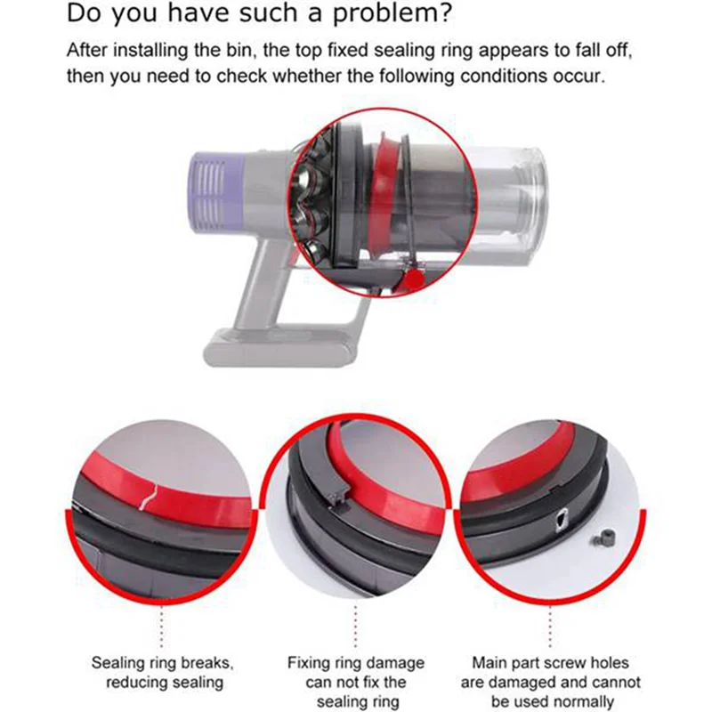 Для Dyson V12 V10Slim SV18 пылесос пылесборник верхняя фиксированная уплотнительная кольцо сменная насадка запасные части аксессуары