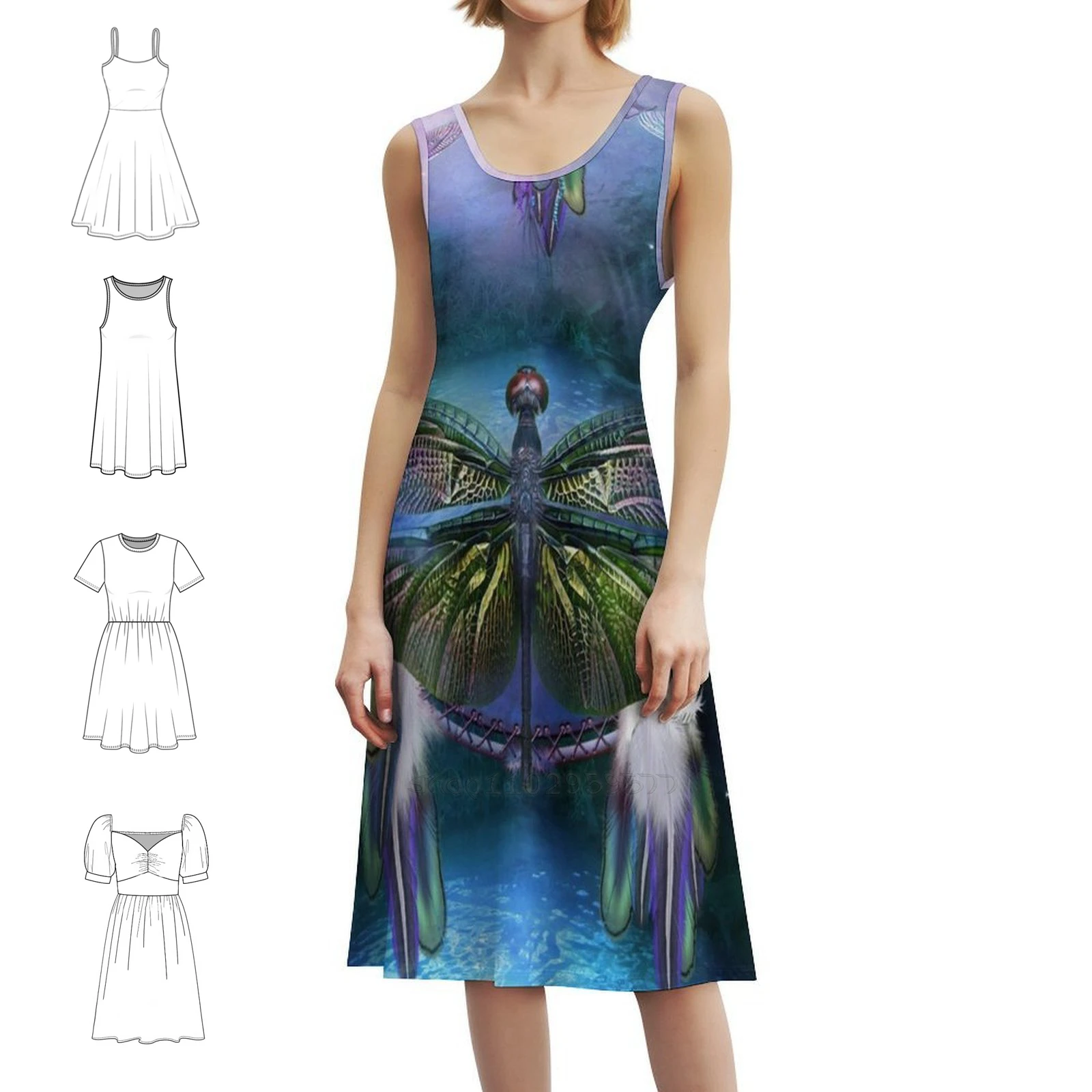 

Ловец снов-спирант стрекозы, шикарное платье в стиле бохо, элегантное модное пляжное платье для свадебной вечеринки, стрекоза, художественная стрекоза