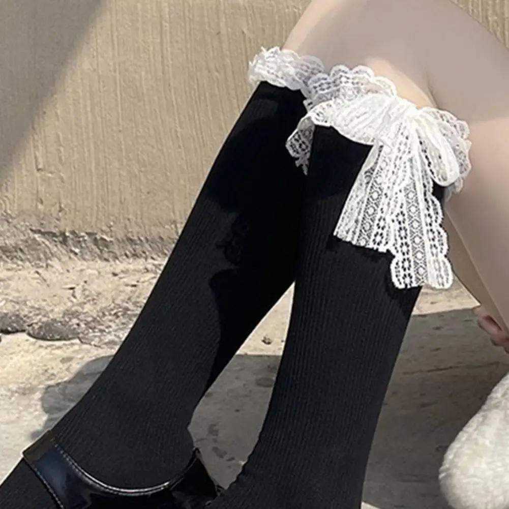 Women Stockings Lace Sexy Lace-up Lolita Mid Tube Stockings Nightclub Fashion Cloth Accessories