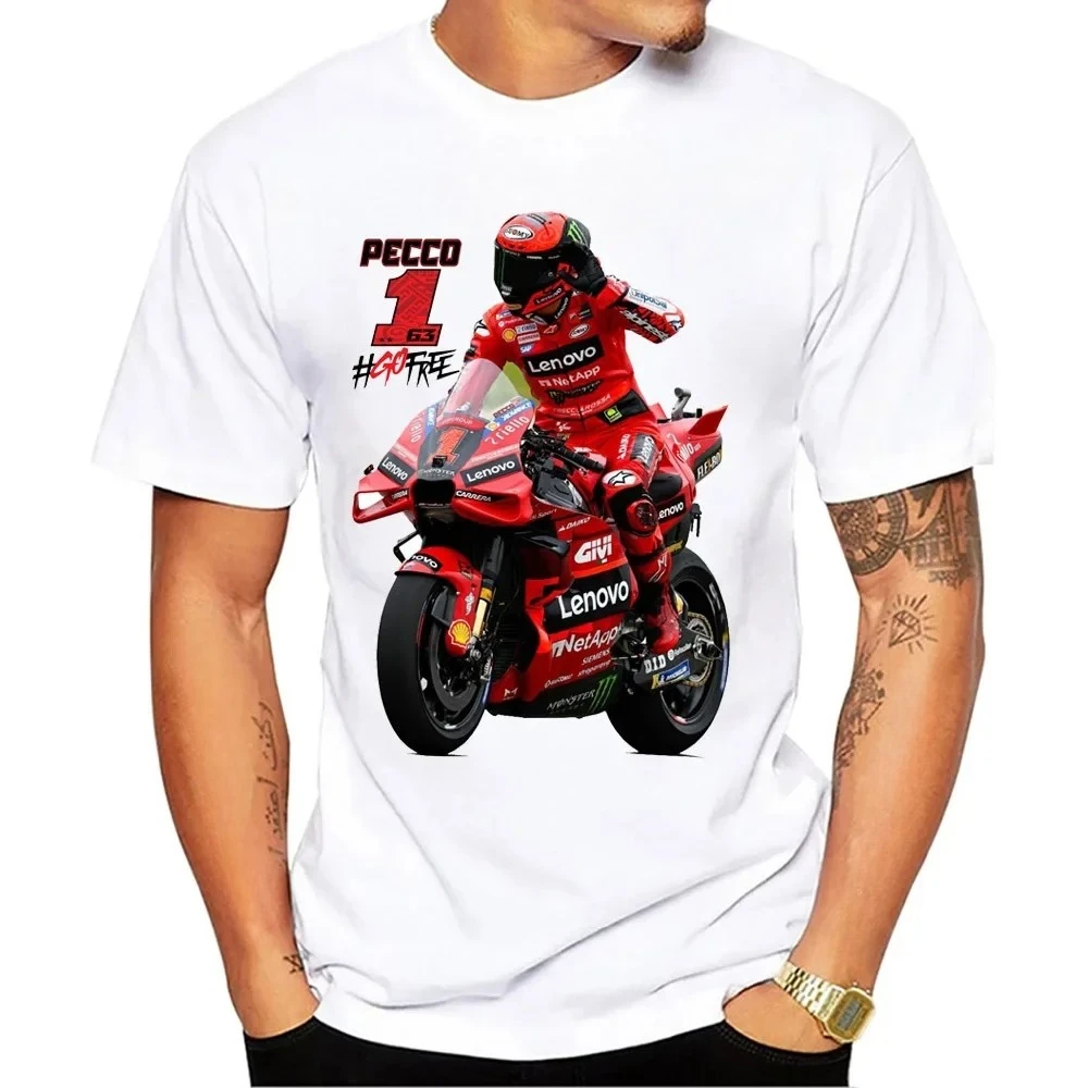 Pecco 63 Francesco Bagnaia 1 GP Legend ركوب تي شيرت كلاسيكي للجنسين الهيب هوب بوي رايدر عادية التي شيرت دراجة نارية الرياضة الأبيض تيز