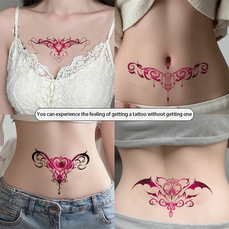 10pc/Lot Waist Abdomen Sexy Temporary Tattoo Sticker Female Covered Scar Waterproof Succubus Totem Human Fake Tattoos Watercolor