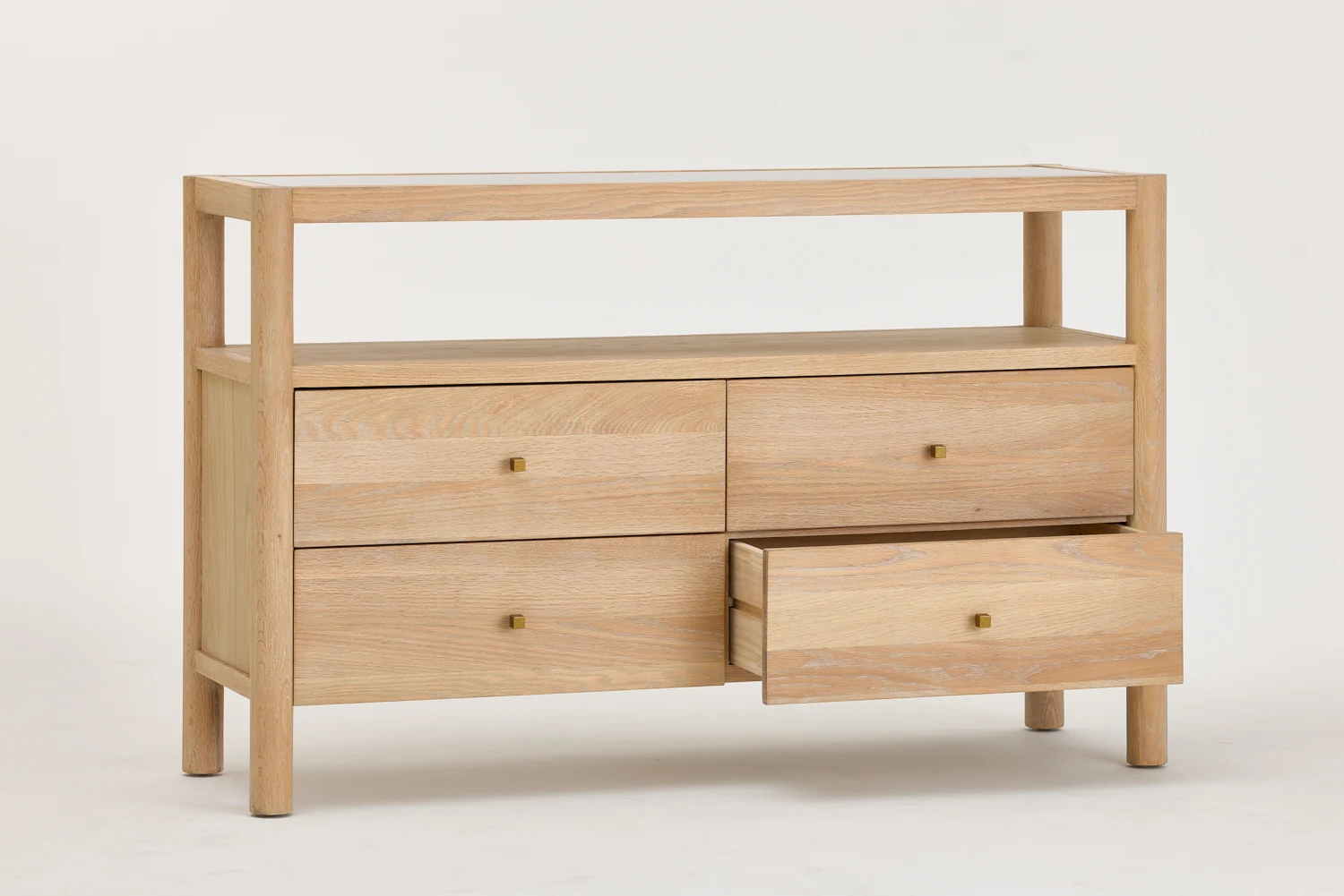 Minimalist Sideboard in Smoky Grey, Featuring Drawers, Designed for Use in the Living Room