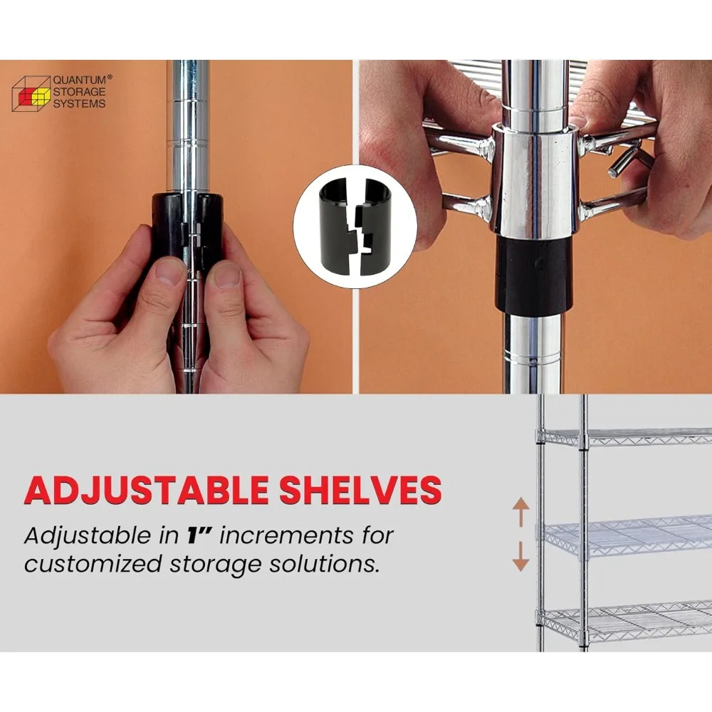 مجموعة أدوات أرفف الأسلاك لأنظمة التخزين الكمي، 30 عريضة × 24 عمقًا × 74 ارتفاعًا، سعة تحميل 600 رطل، هيكل من الفولاذ الكربوني #4