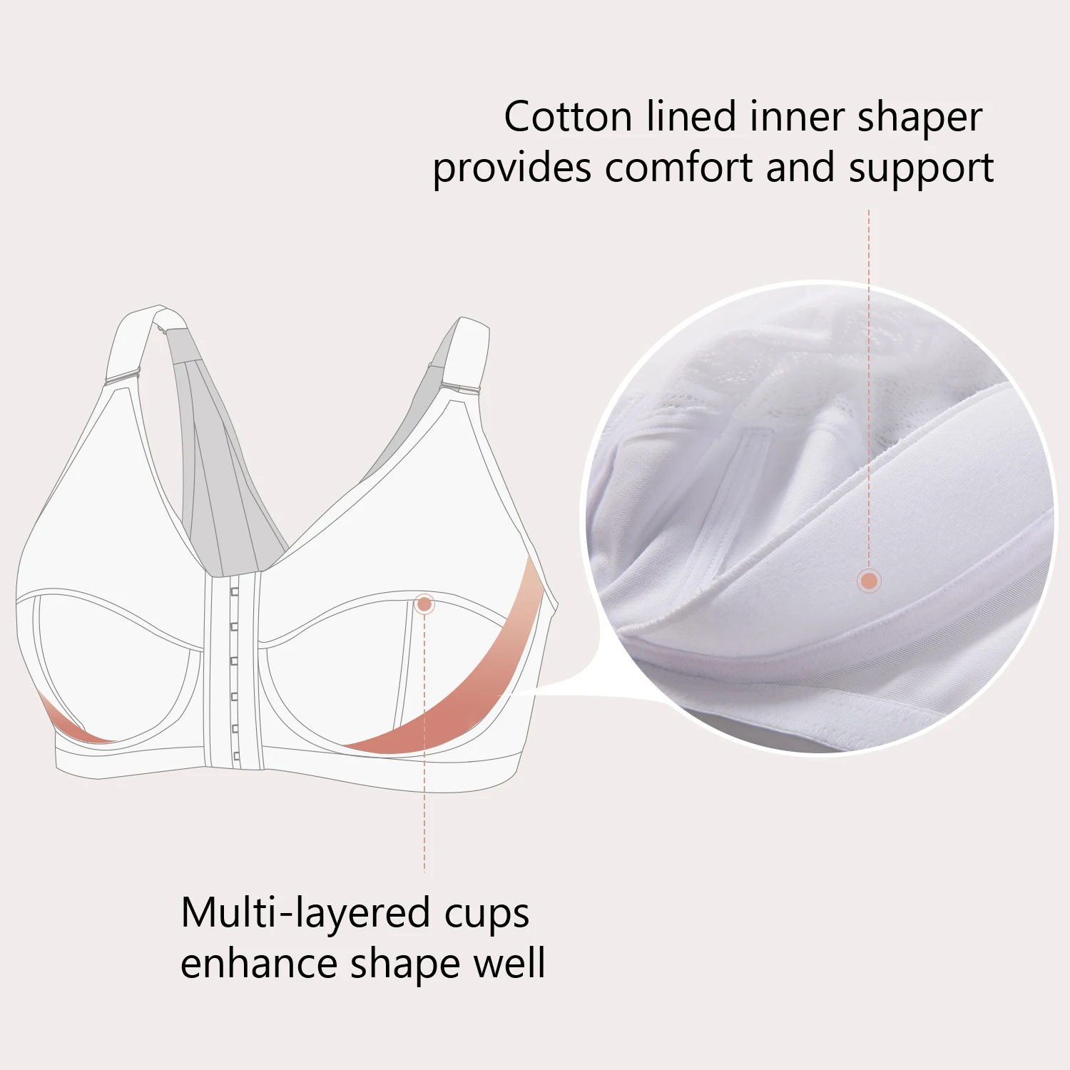 Women\'s Floral Lace Full Figure Wire Free Non-padded X-shape Back Support Posture Front Closure Bra