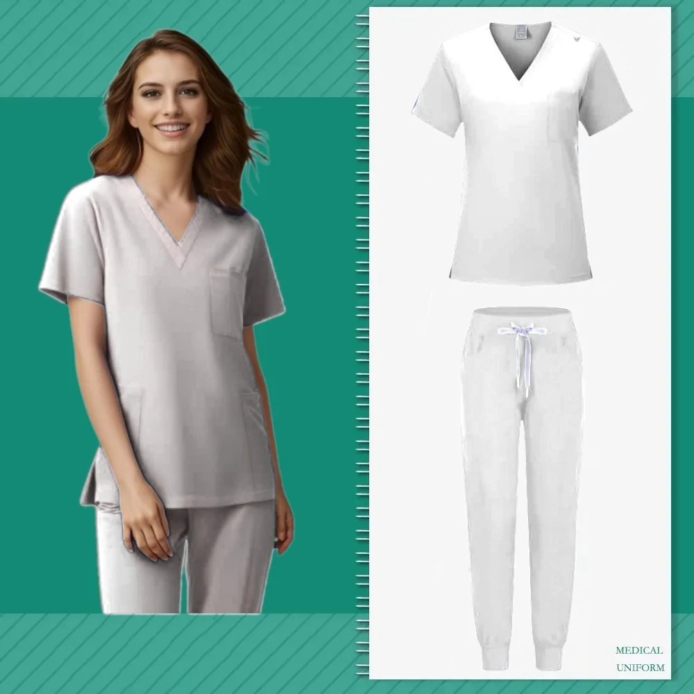 Fashion Hospital Nurse Beauty Dental Salon Work Clothes Uniform Medical Scrubs Jogger Unisex Sets Spa Uniforms Women