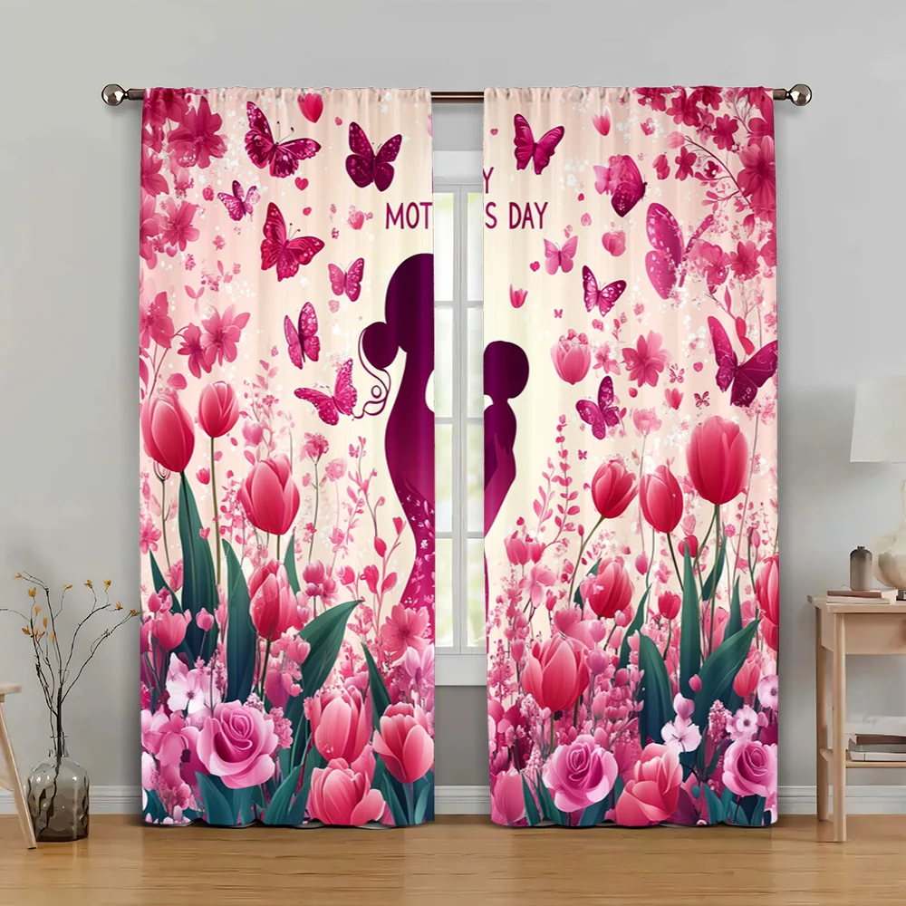 

2pc, Drapes Mother's Day1 Light Filter Family Party Decoration Use for Apartment decoration