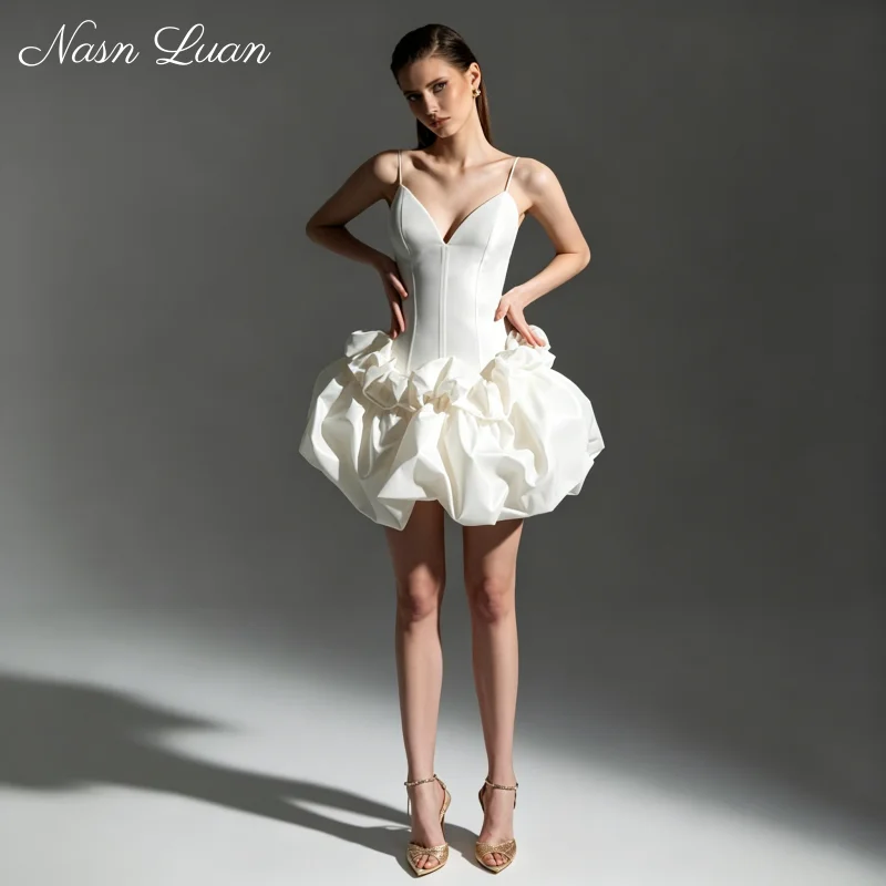 

Corset Short Satin Bridal Gown With Ruffle Bubble Skirt Vestidos de Novia Customized