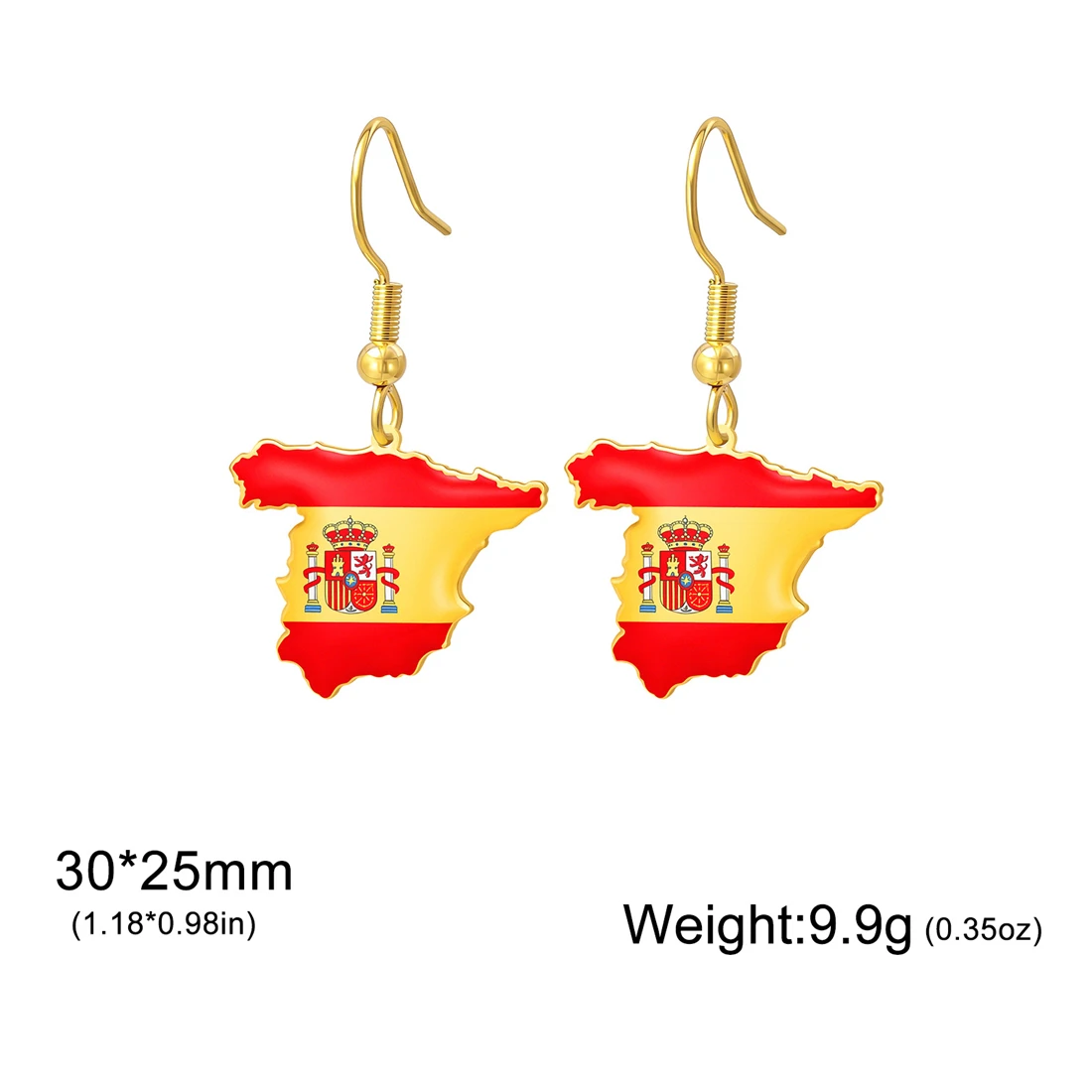 Eueavan Spanien-Kartenflaggen-Ohrringe für Frauen, Edelstahl, UV-bedruckt, geografische Spanien-Hängeohrringe, ethnischer Schmuck, Geschenk – Detail 6