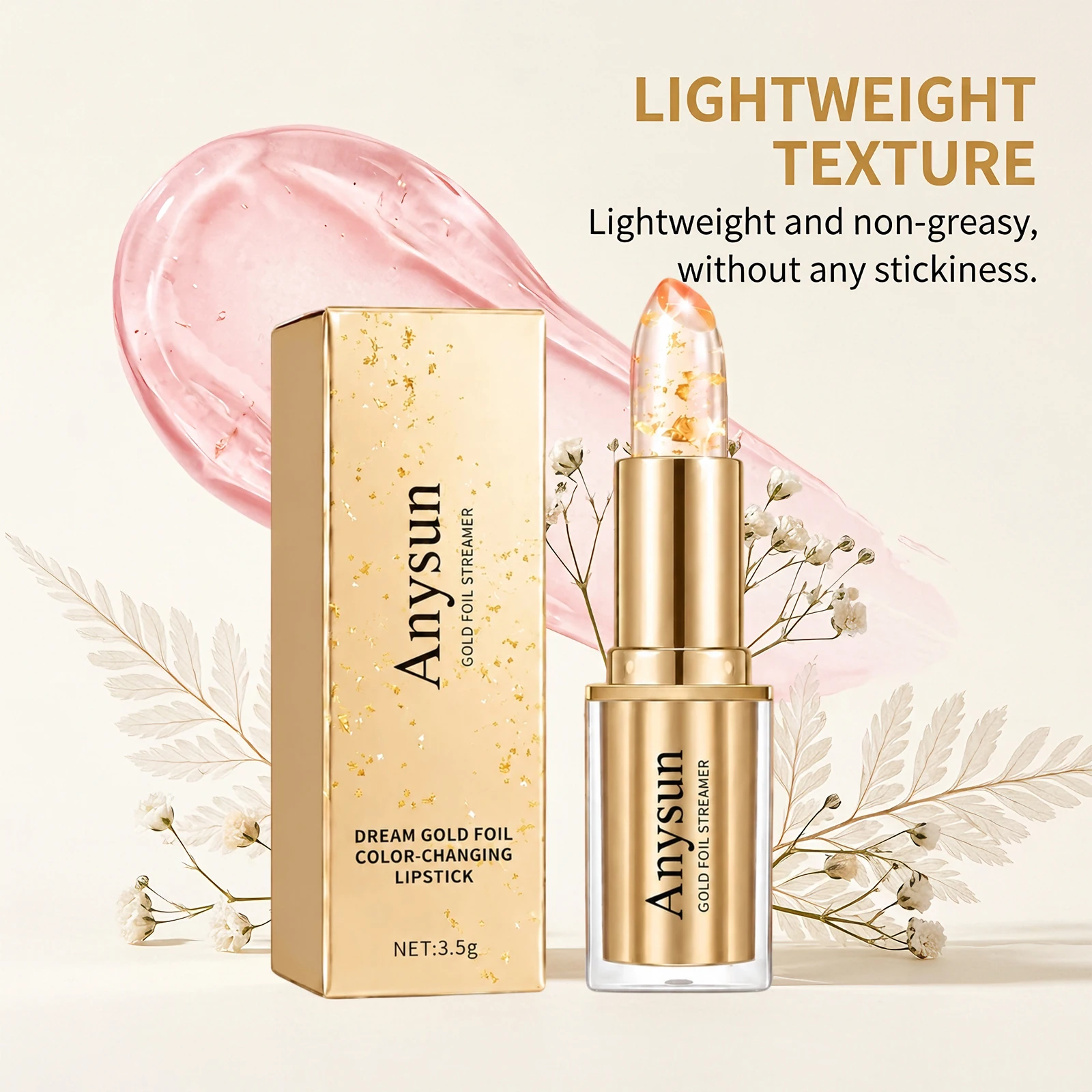 2pcs Color Changing Lipstick,pH Color Changing Lip Tint,Long Lasting Smooth Hydrate Lip Korean Gold Foil Moisturizing Lip Balm