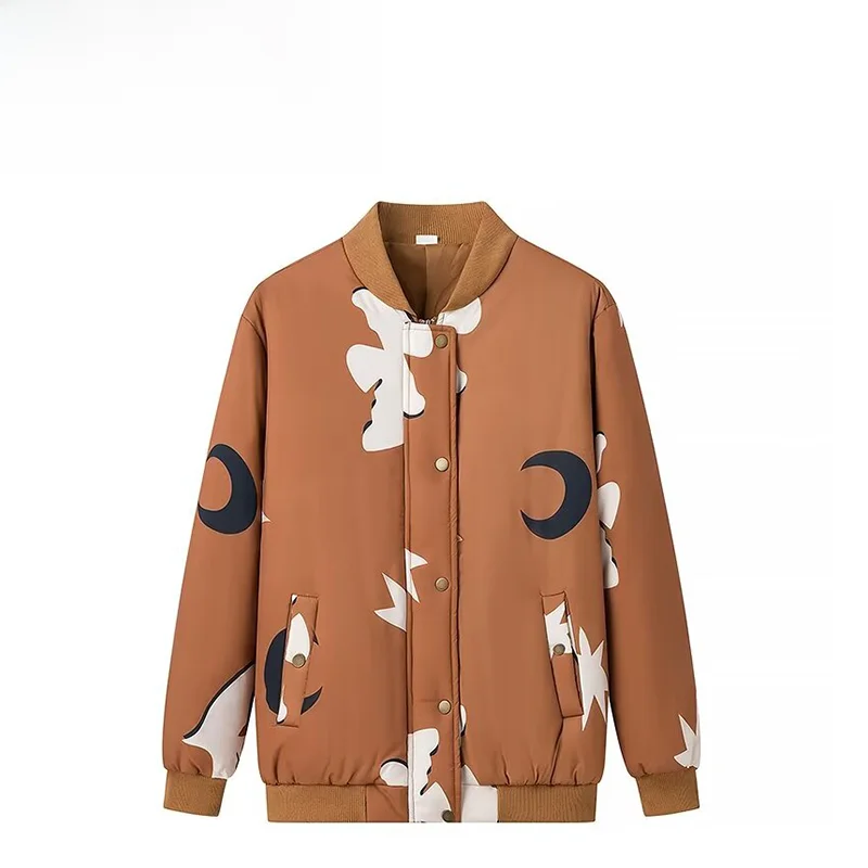 

ZBZA Autumn New Faionable Casual Cotton Jaet Women's Street Sle Long Sve Print Versatile Simple Design Comfortable Coat