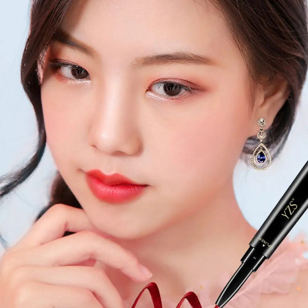 Matita per labbra a doppia testa 6 colori Cosmetici Impermeabile 2 in 1 Rossetto Tazza antiaderente Matita per labbra in velluto liscio Bellezza