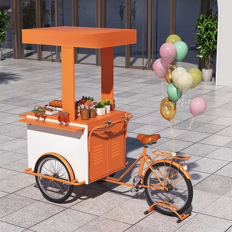 

Stall Tricycle Mobile Snack Cart Wrought Iron Creative Stall Cart Night Market Commercial Street Dessert Ice Cream Milk Tea