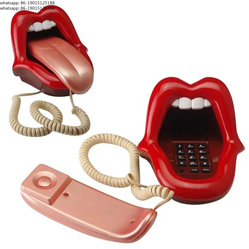 

Novelty Tongue Stretching Sexy Lips Mouth Corded Phone Telephone with LED Indicator, Audio / Pulse Dial, Mini Landline Telephone