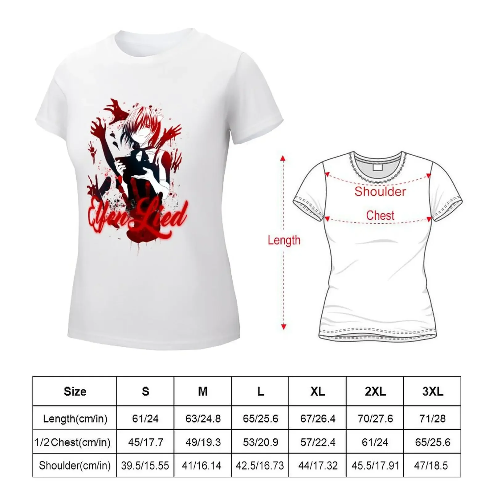 Elfen Lied T-shirt lady clothes female Woman clothing