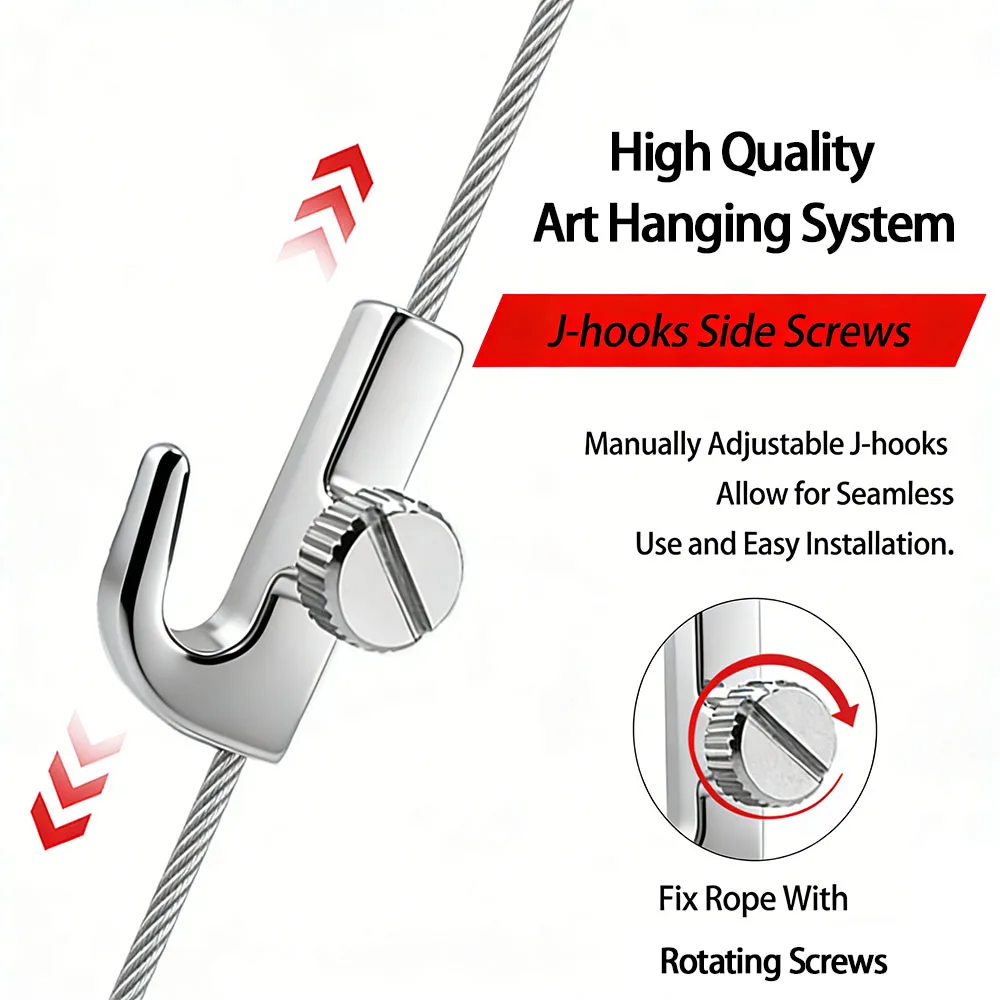 2-10PCS Stainless Steel Wire T-Shaped Nylon Snake Rope Hook Lock for Picture Suspension System Invisible Track Hanging Rope image 4