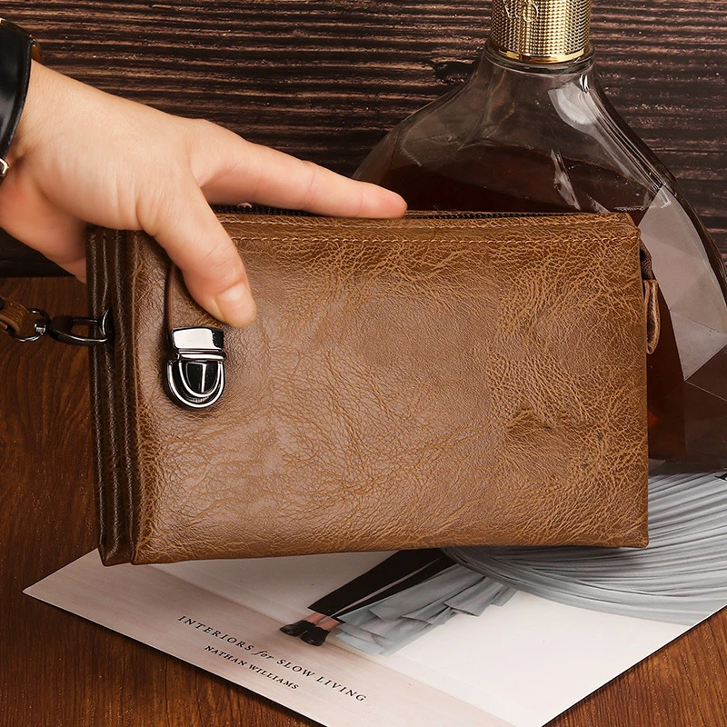 Men's Wallet Long Buckle Handbag for Foreign Trade and Business Grab Bag for Mobile Phones Casual and Fashionable Men's Handbag