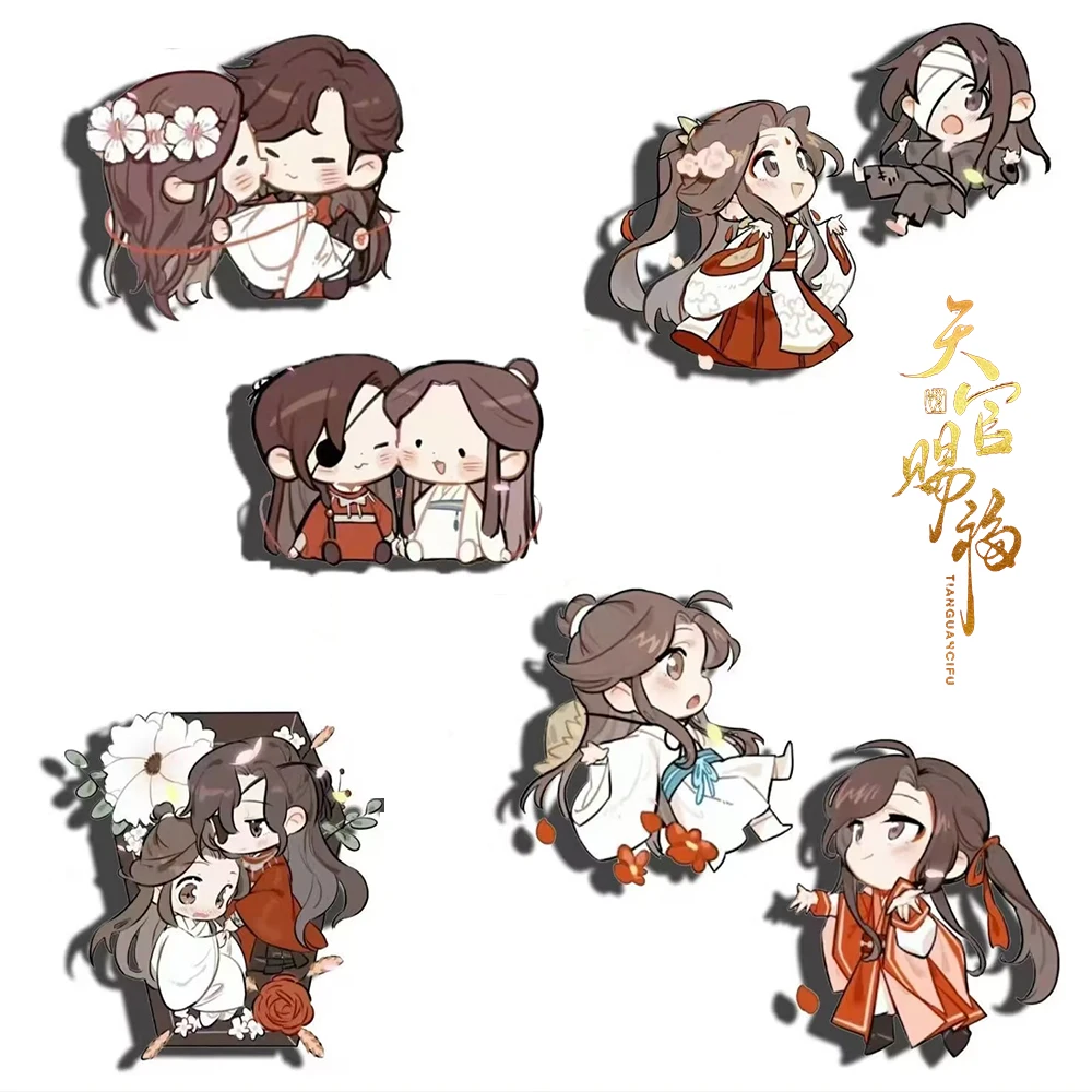 Anime Tian Guan Ci Fu Heaven Official’s Blessing Hua Cheng Xie Lian Badge Cosplay Acrylic Figure Brooch 7Pcs/Set Pin Accessories