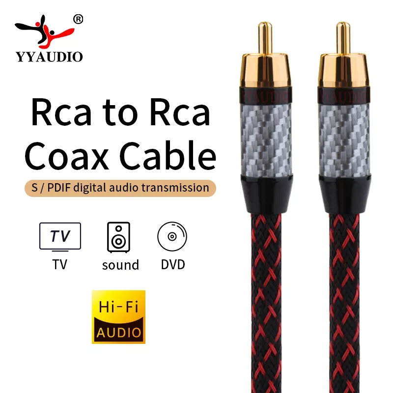 YYAUDIO Coaxial Audio Cable Rca to Rca Cable Hi Fi Coax Male to Male Speaker Cable Subwoofer Cable Video Rca AV TV Cable